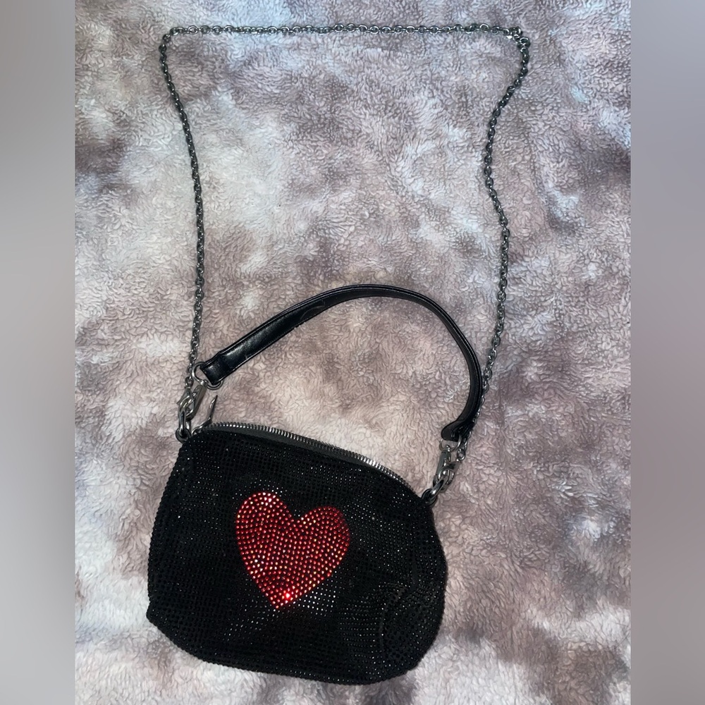 Black Heart-Embellished Women's Bag
